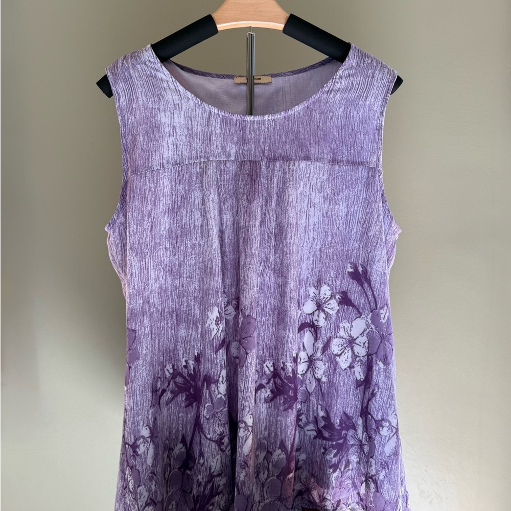 Lavender Floral Sleeveless Tank Top